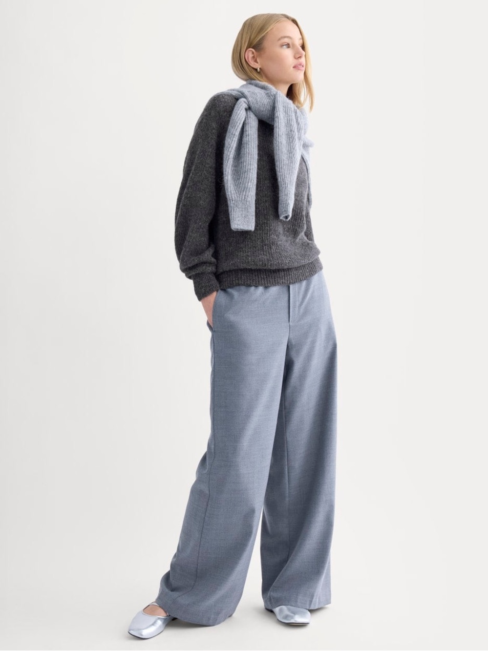Everlane Alpaca Wool Charcoal Gray Cocoon Crewneck Sweater XS - Picture 8 of 8